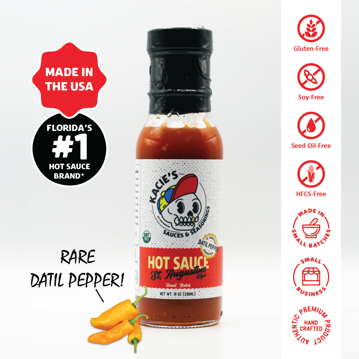 Kacie's St. Augustine Style Hot Sauce (Datil Sauce) - 10 oz.