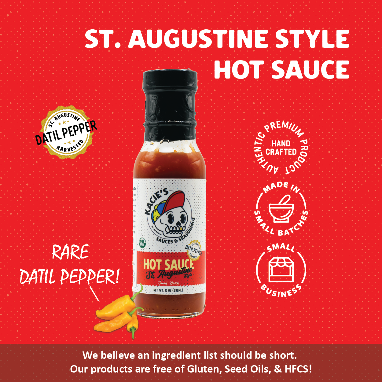 Kacie's St. Augustine Style Hot Sauce (Datil Sauce) - 10 oz.