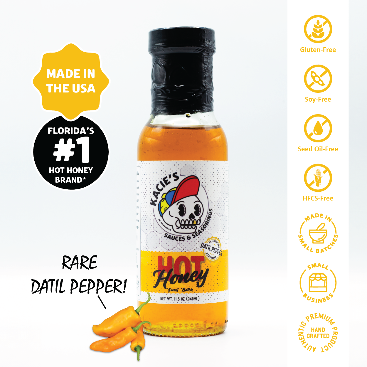Kacie's Hot Honey (Datil Honey) - 8 oz.