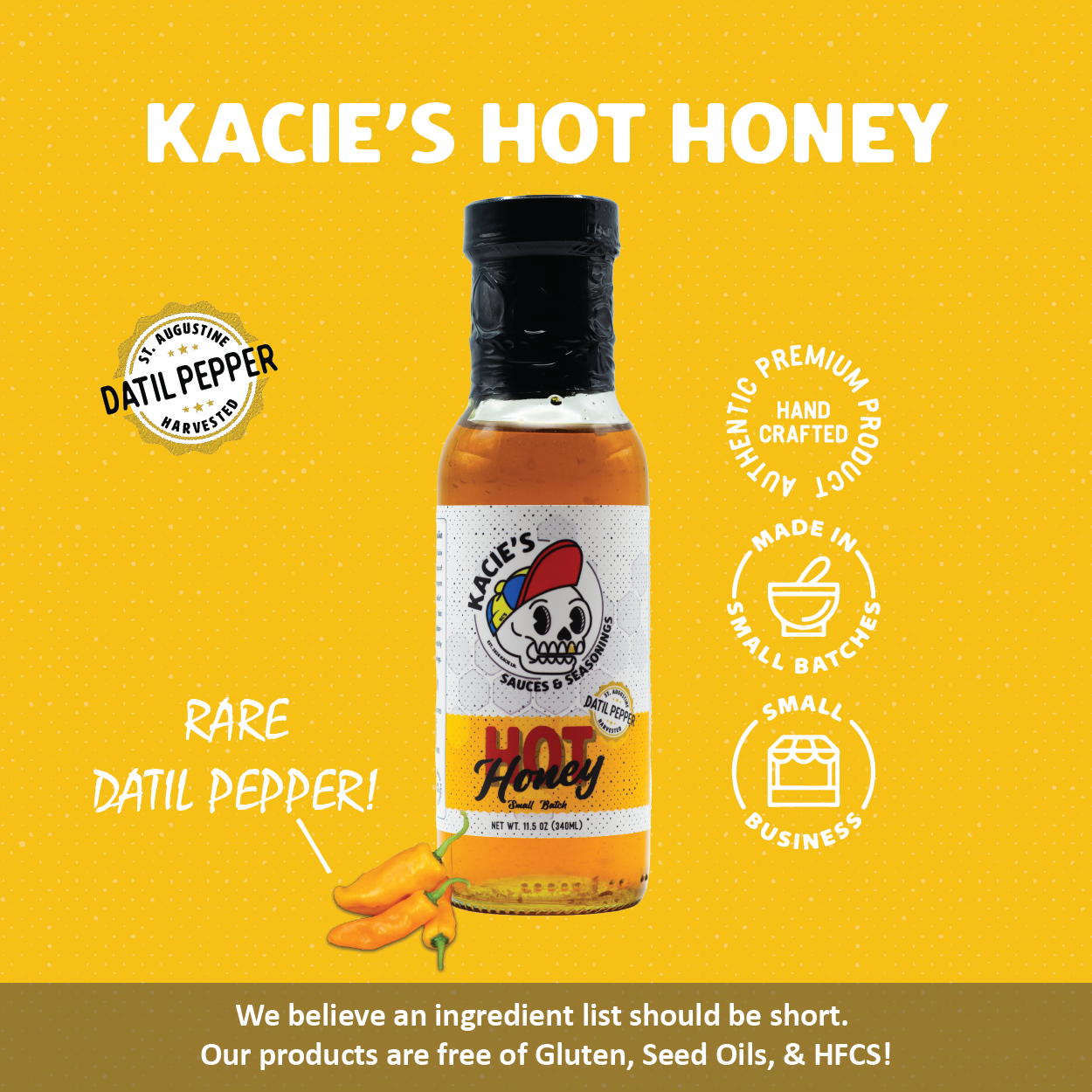 Kacie's Hot Honey (Datil Honey) - 8 oz.